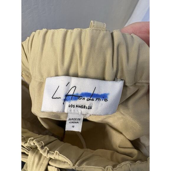 L'Academie Revolve Sadie Pant in Khaki Sz‎ Small Waist Tie Ankle Straight Leg - Picture 7 of 9